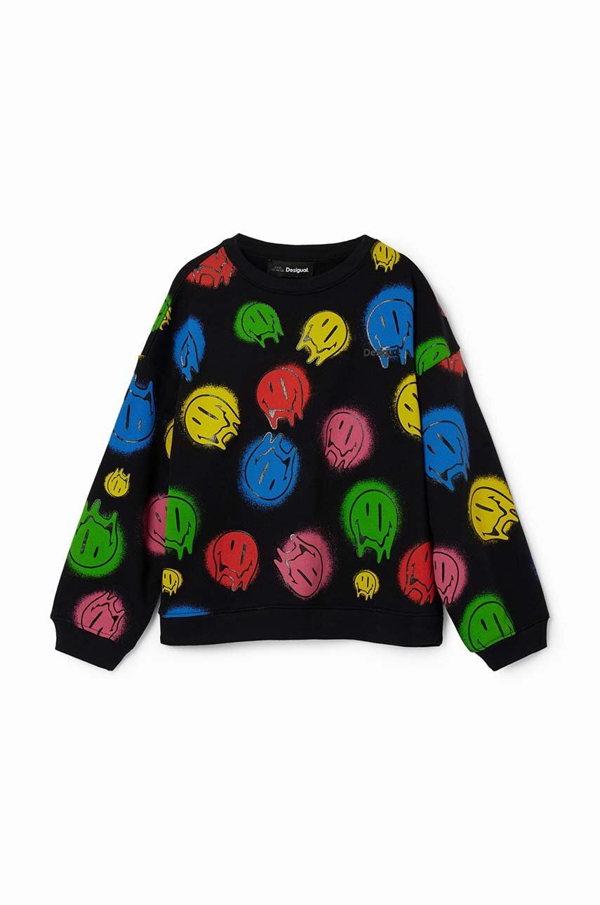 Desigual hanorac de bumbac pentru copii culoarea negru, modelator Desigual hanorac de bumbac pentru copii culoarea negru, modelator
