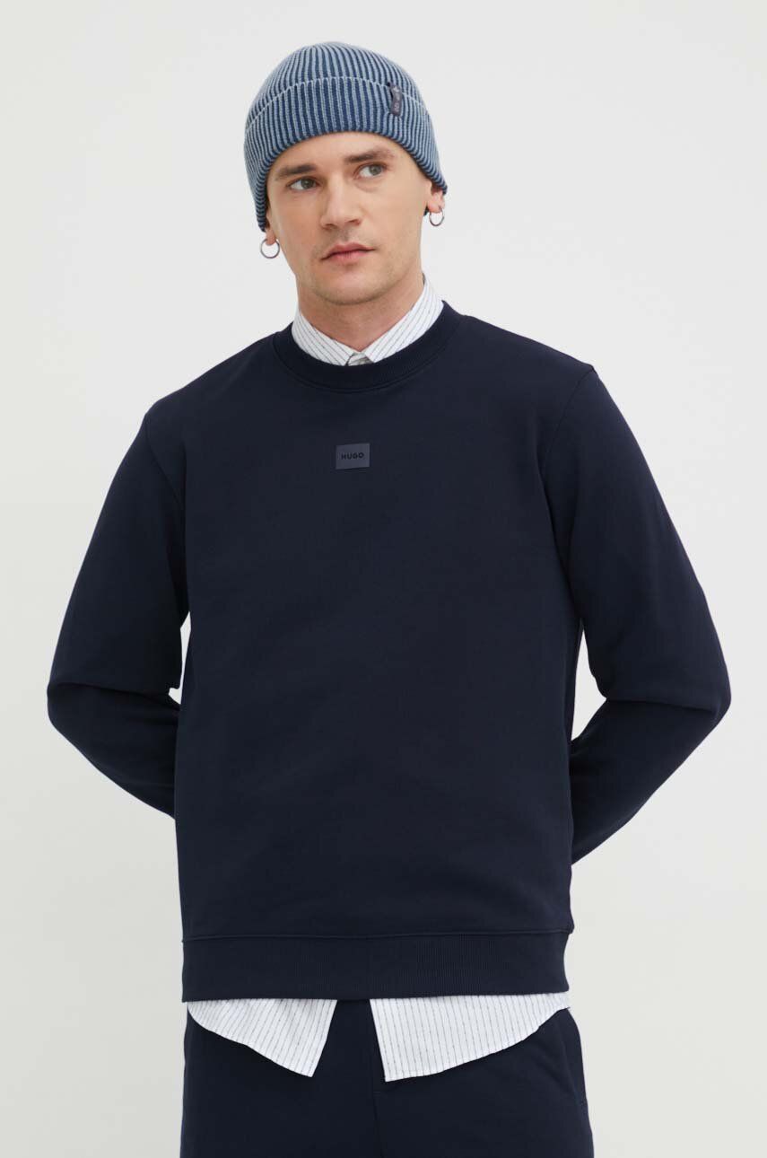 HUGO hanorac de bumbac bărbați, culoarea bleumarin, uni 50505018 HUGO hanorac de bumbac bărbați, culoarea bleumarin, uni 50505018