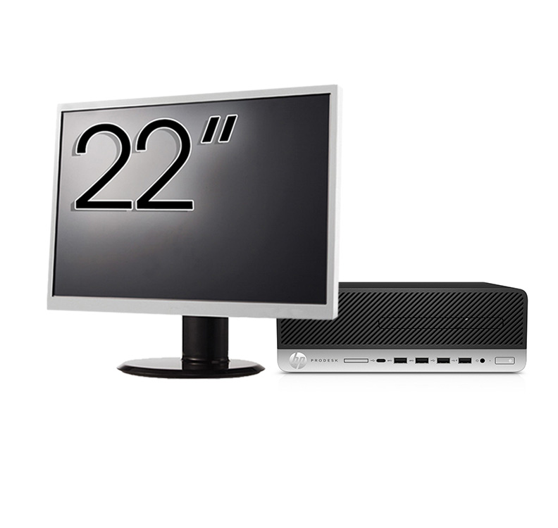 Pachet Calculator Second Hand HP ProDesk 600 G4 SFF, Intel Core i5-8500 3.00 - 4.10GHz, 8GB DDR4, 256GB SSD + Monitor 22 Inch