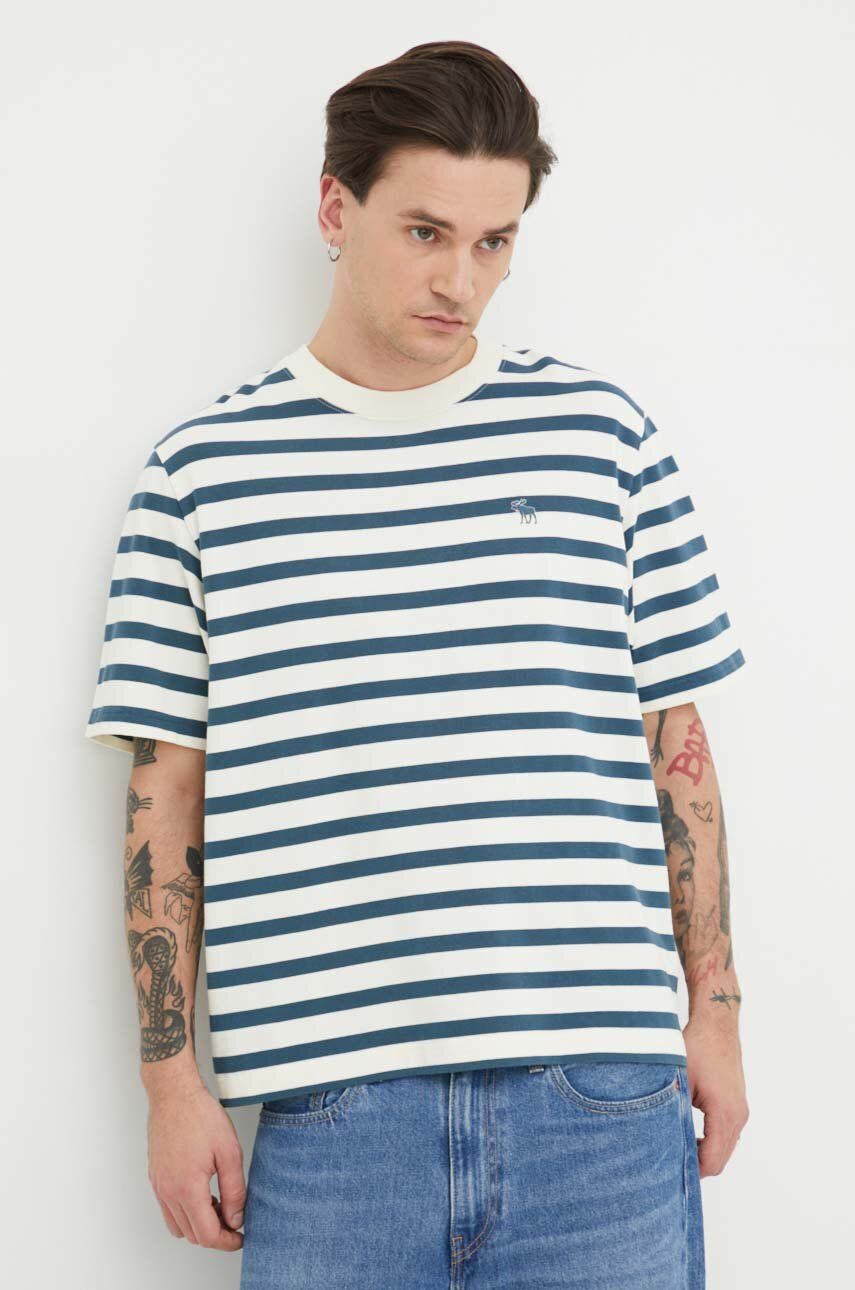 Abercrombie & Fitch tricou din bumbac barbati, culoarea bej, modelator Abercrombie & Fitch tricou din bumbac barbati, culoarea bej, modelator