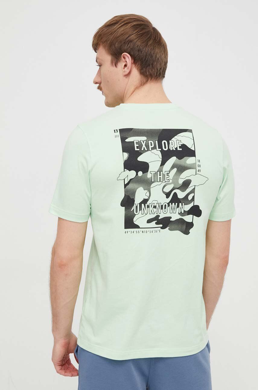 adidas tricou din bumbac bărbați, culoarea verde, cu imprimeu IN6237 adidas tricou din bumbac bărbați, culoarea verde, cu imprimeu IN6237