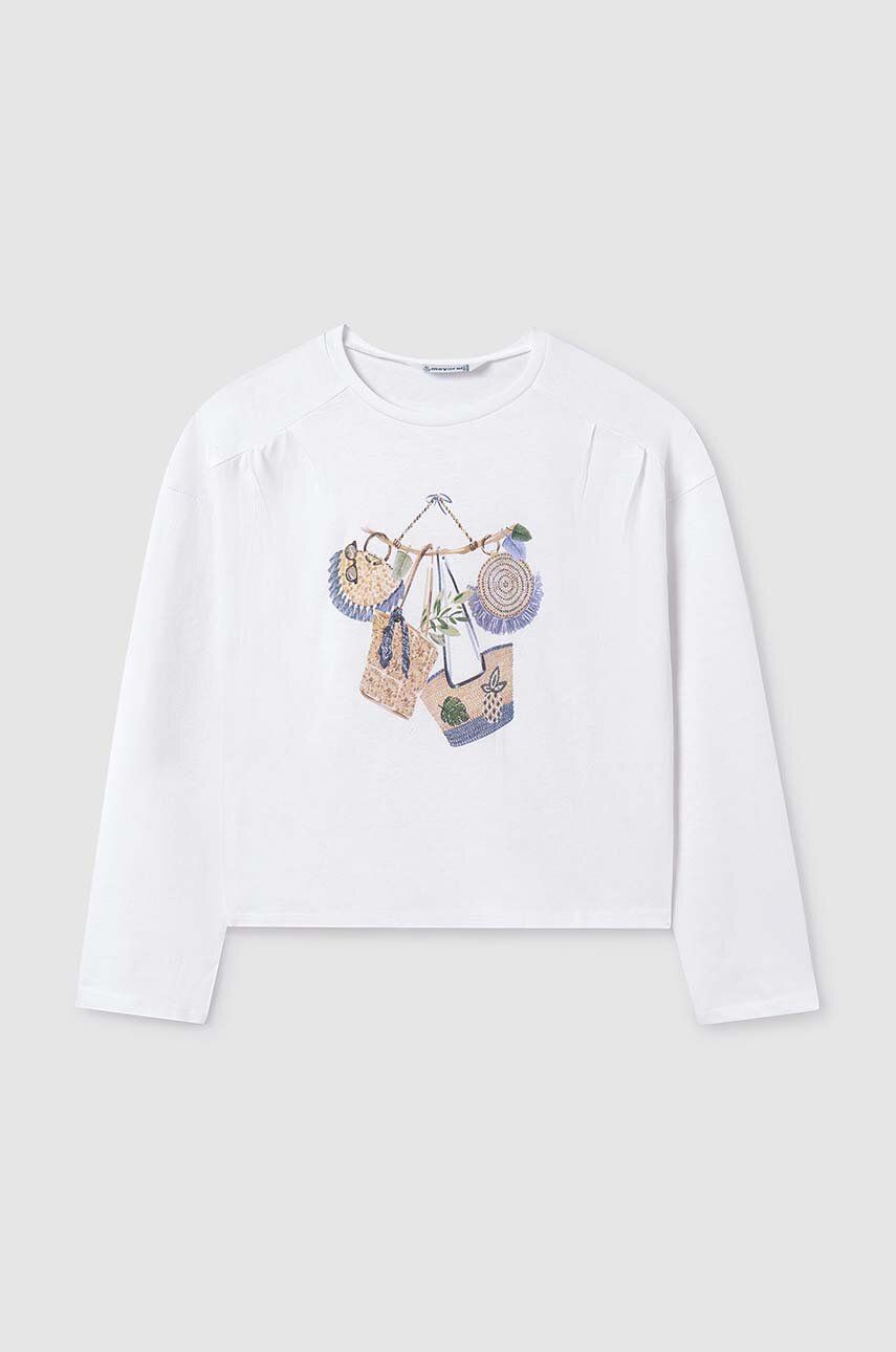 Mayoral longsleeve din bumbac pentru copii culoarea alb Mayoral longsleeve din bumbac pentru copii culoarea alb