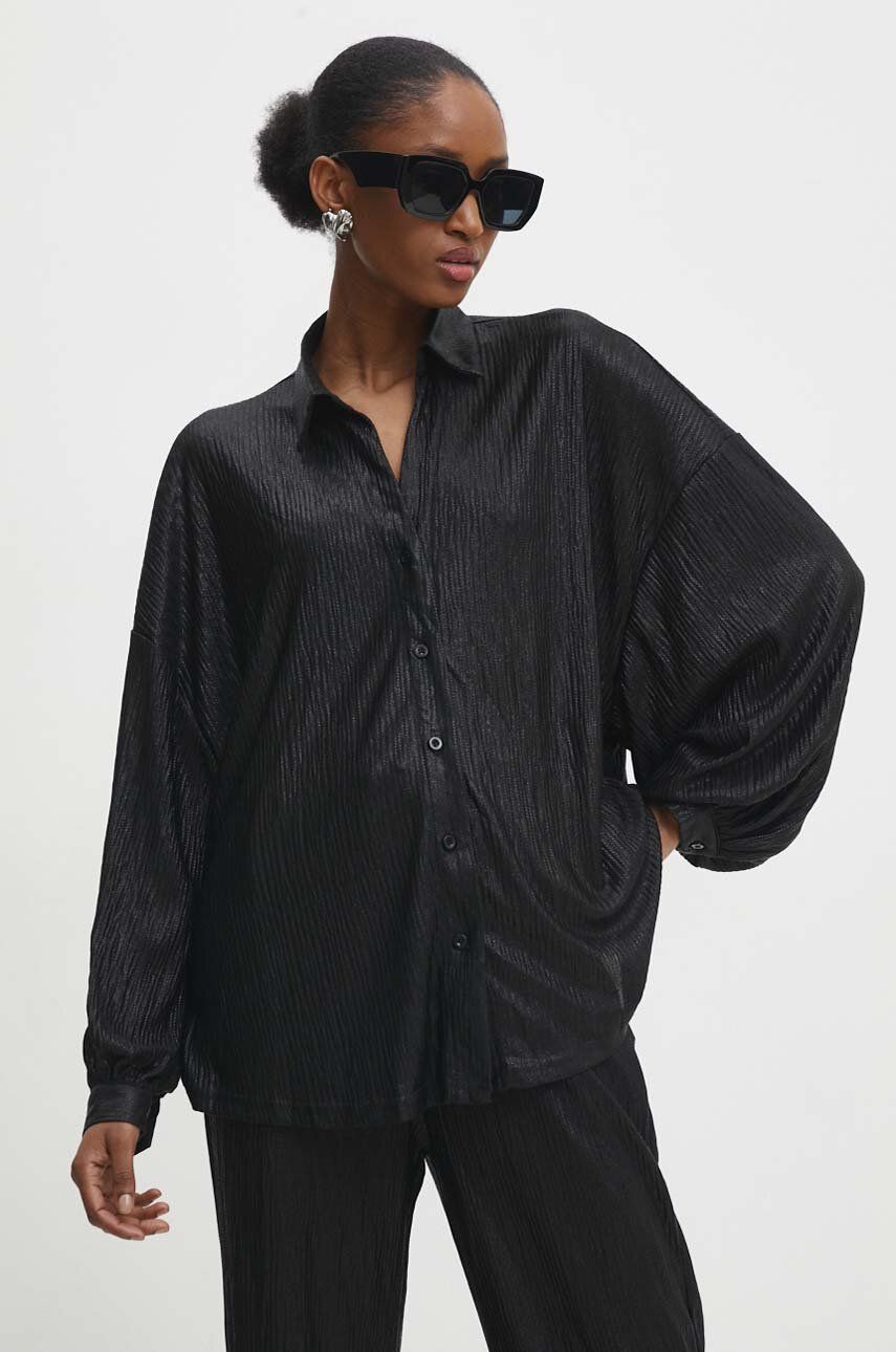 Answear Lab camasa femei, culoarea negru, cu guler clasic, relaxed Answear Lab camasa femei, culoarea negru, cu guler clasic, relaxed
