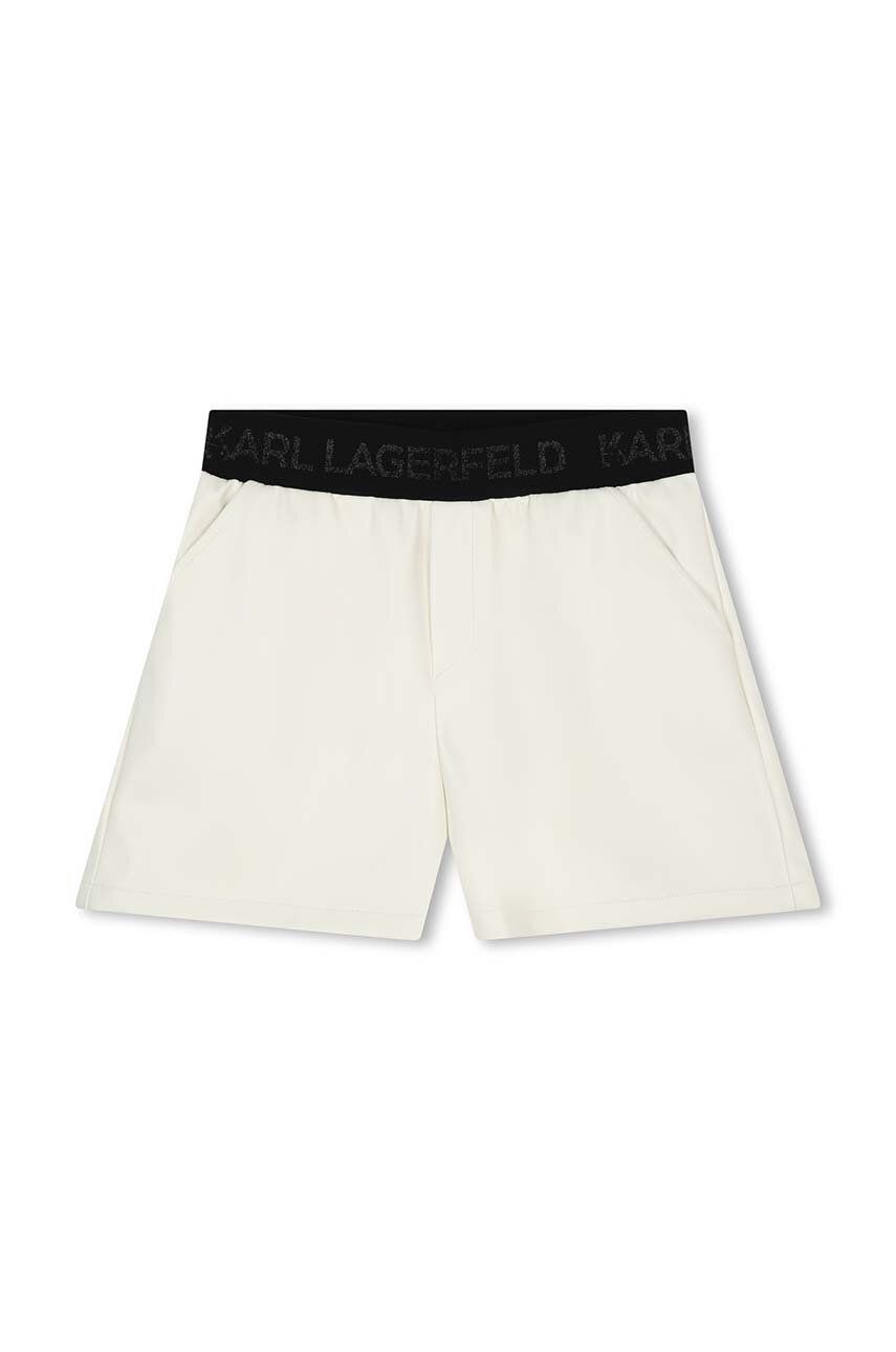 Karl Lagerfeld pantaloni scurti copii culoarea bej, cu imprimeu Karl Lagerfeld pantaloni scurti copii culoarea bej, cu imprimeu