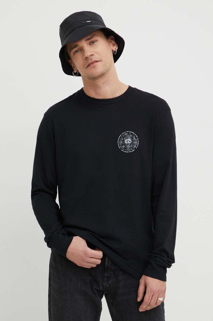 Billabong longsleeve din bumbac BILLABONG X CORAL GARDENERS culoarea negru, cu imprimeu Billabong longsleeve din bumbac BILLABONG X CORAL GARDENERS culoarea negru, cu imprimeu