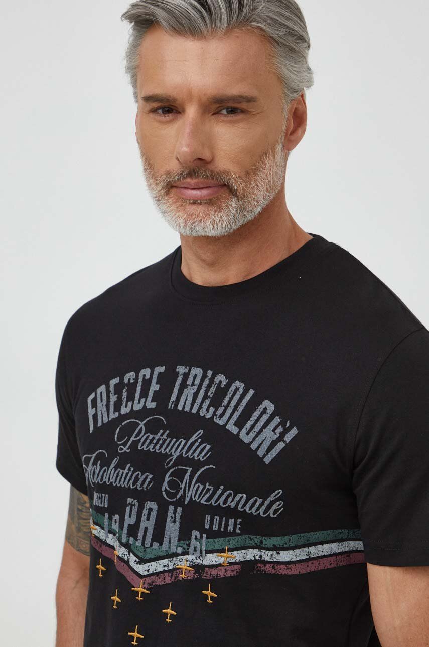 Aeronautica Militare tricou din bumbac barbati, culoarea negru, cu imprimeu Aeronautica Militare tricou din bumbac barbati, culoarea negru, cu imprimeu