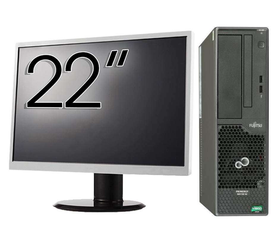 Pachet Second Hand Calculator Fujitsu Primergy MX130 S2, AMD FX-4100 3.60GHz, 8GB DDR3, 500GB HDD + Monitor 22 Inch
