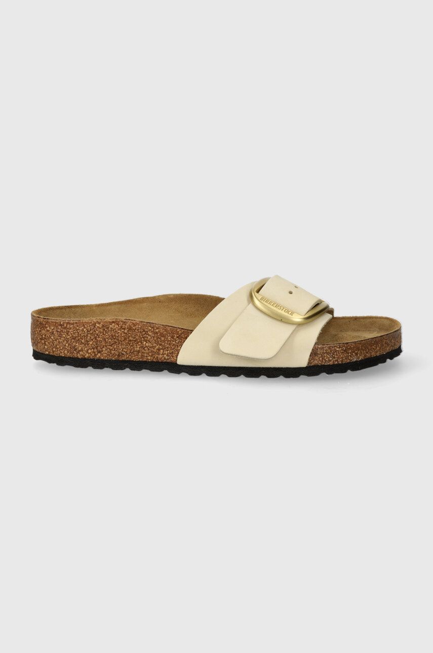 Birkenstock slapi de piele Madrid Big Buckle femei, culoarea bej, 1026574 Birkenstock slapi de piele Madrid Big Buckle femei, culoarea bej, 1026574