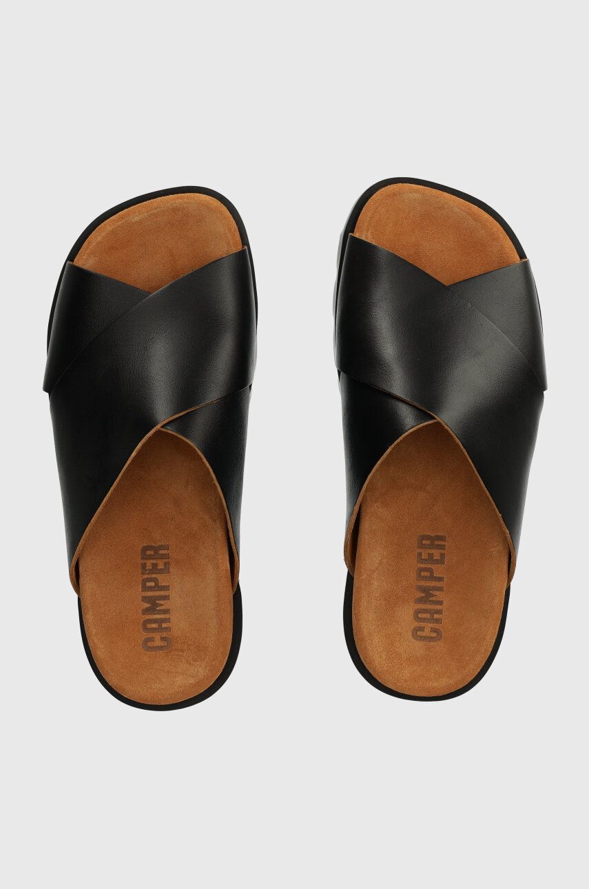 Camper slapi de piele Brutus Sandal femei, culoarea negru, K201321.016 Camper slapi de piele Brutus Sandal femei, culoarea negru, K201321.016