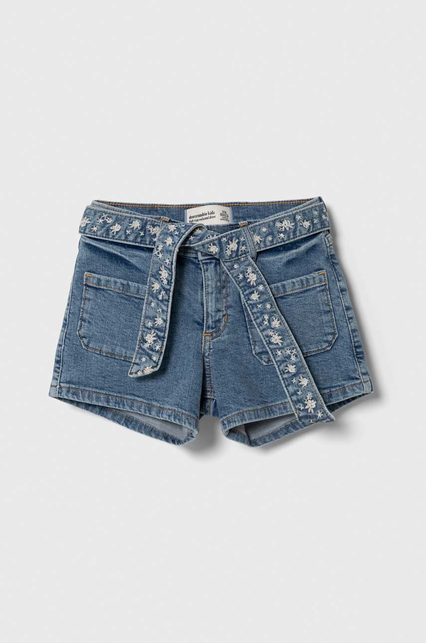 Abercrombie & Fitch pantaloni scurti din denim pentru copii cu imprimeu, talie reglabila Abercrombie & Fitch pantaloni scurti din denim pentru copii cu imprimeu, talie reglabila