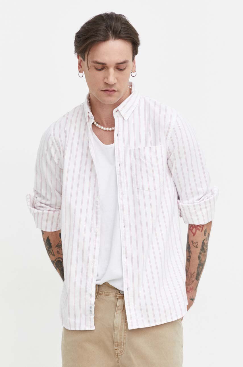Hollister Co. camasa barbati, culoarea alb, cu guler button-down, regular Hollister Co. camasa barbati, culoarea alb, cu guler button-down, regular