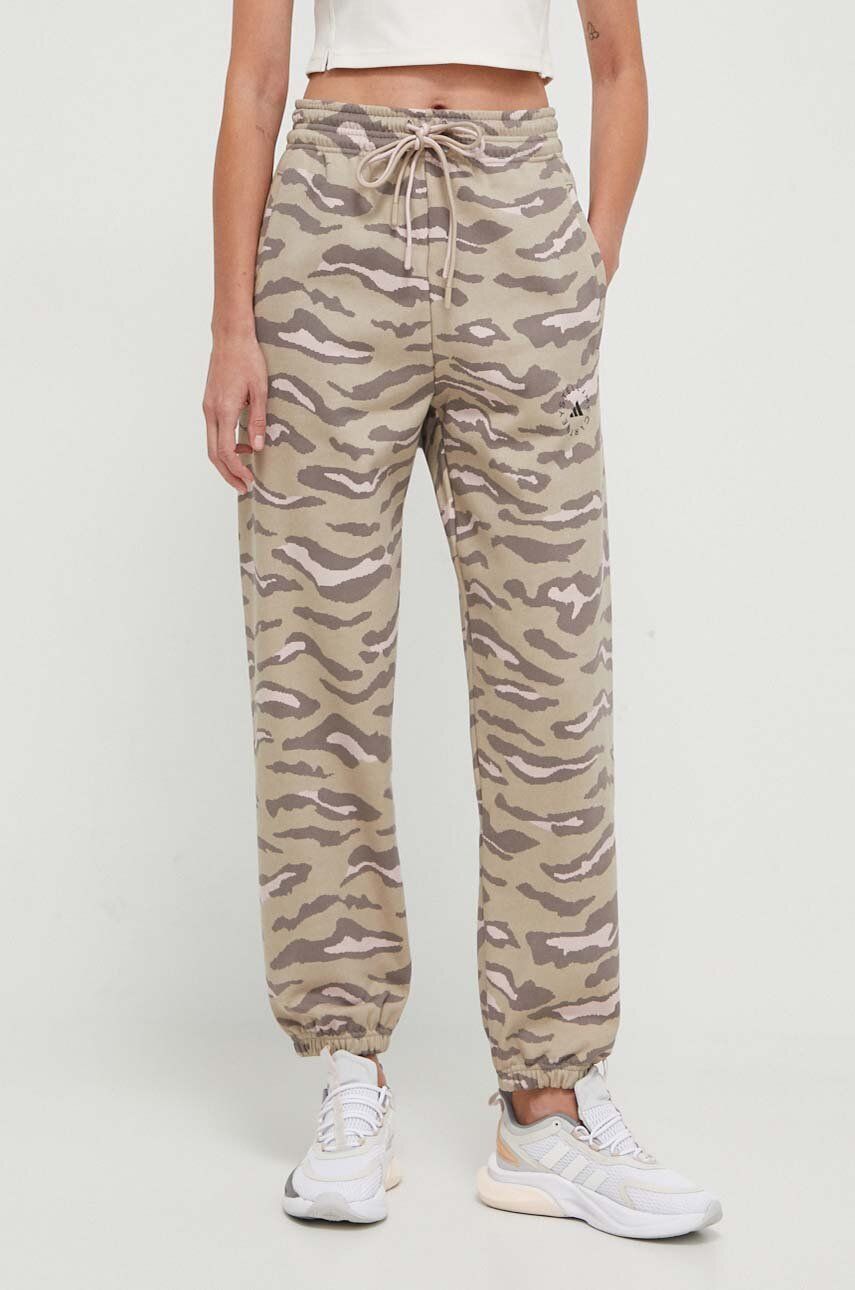 adidas by Stella McCartney pantaloni de trening culoarea bej, cu model IN3628 adidas by Stella McCartney pantaloni de trening culoarea bej, cu model IN3628