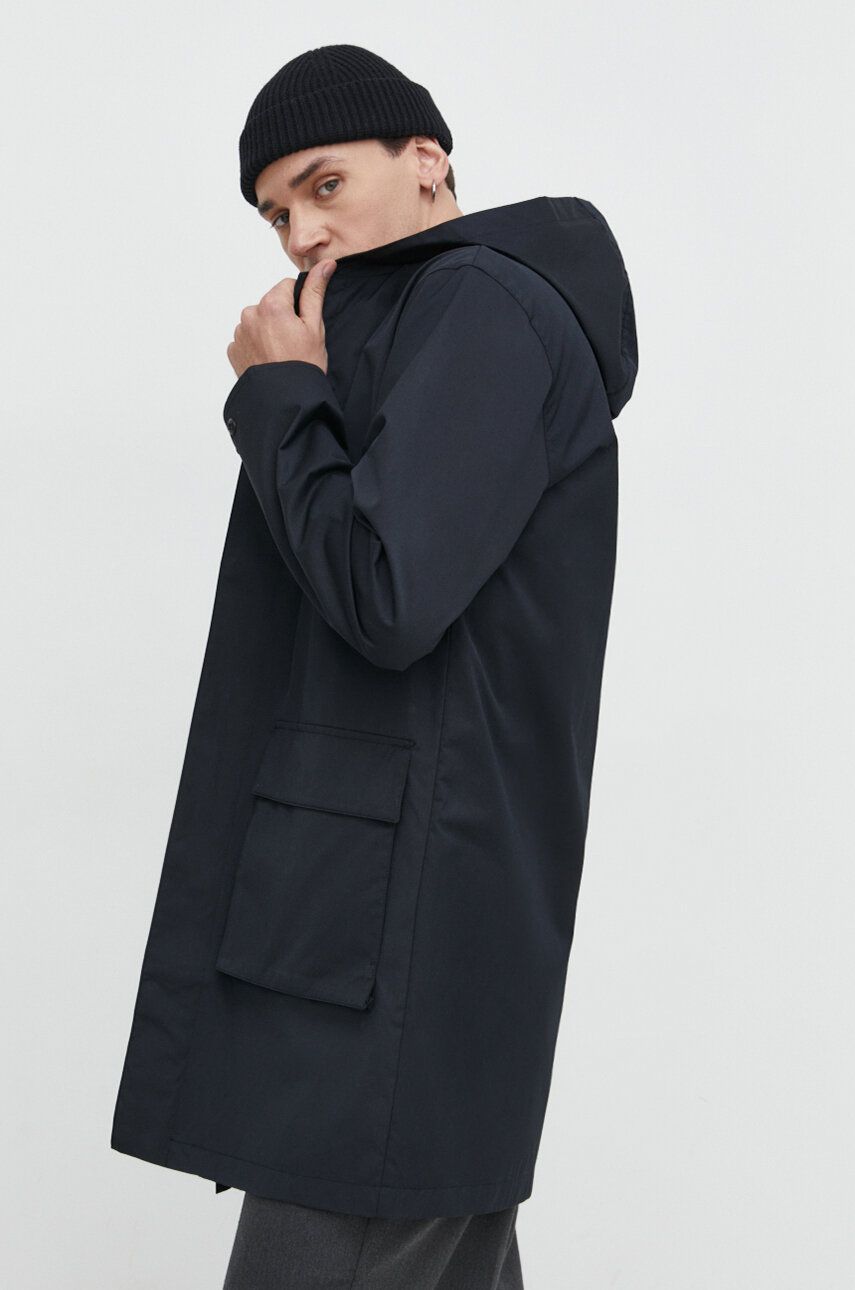 Hollister Co. palton barbati, culoarea negru, de tranzitie Hollister Co. palton barbati, culoarea negru, de tranzitie