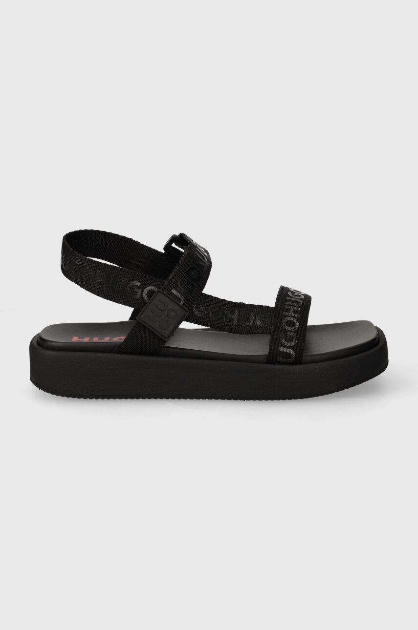 HUGO sandale Emma femei, culoarea negru, cu platforma, 50517560 HUGO sandale Emma femei, culoarea negru, cu platforma, 50517560