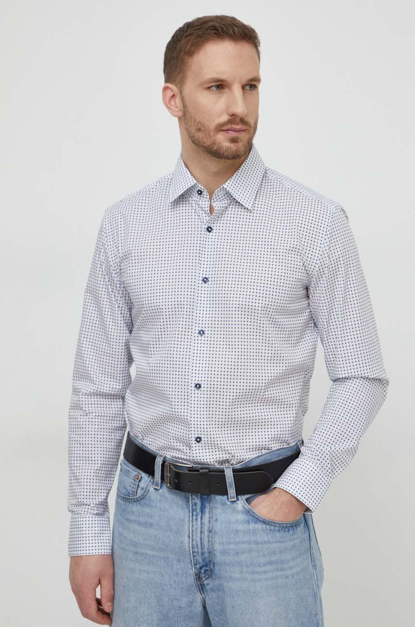 BOSS cămașă bărbați, culoarea alb, cu guler clasic, slim 50512653 BOSS cămașă bărbați, culoarea alb, cu guler clasic, slim 50512653