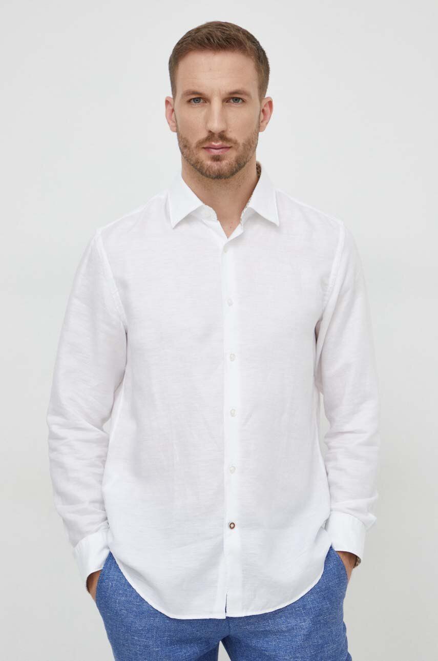 BOSS cămașă de in culoarea alb, cu guler clasic, regular 50513676 BOSS cămașă de in culoarea alb, cu guler clasic, regular 50513676