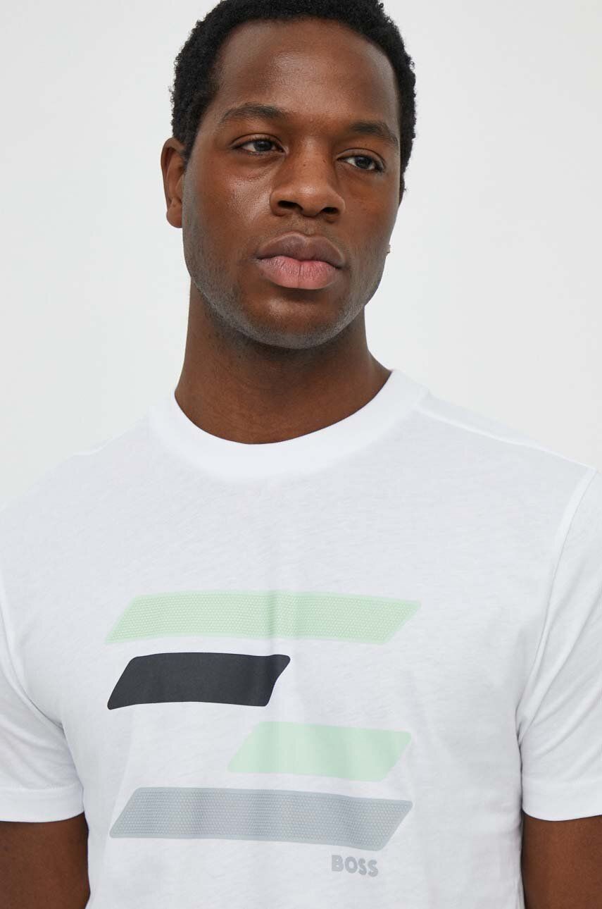 BOSS Green tricou din bumbac bărbați, culoarea alb, cu imprimeu 50513005 BOSS Green tricou din bumbac bărbați, culoarea alb, cu imprimeu 50513005