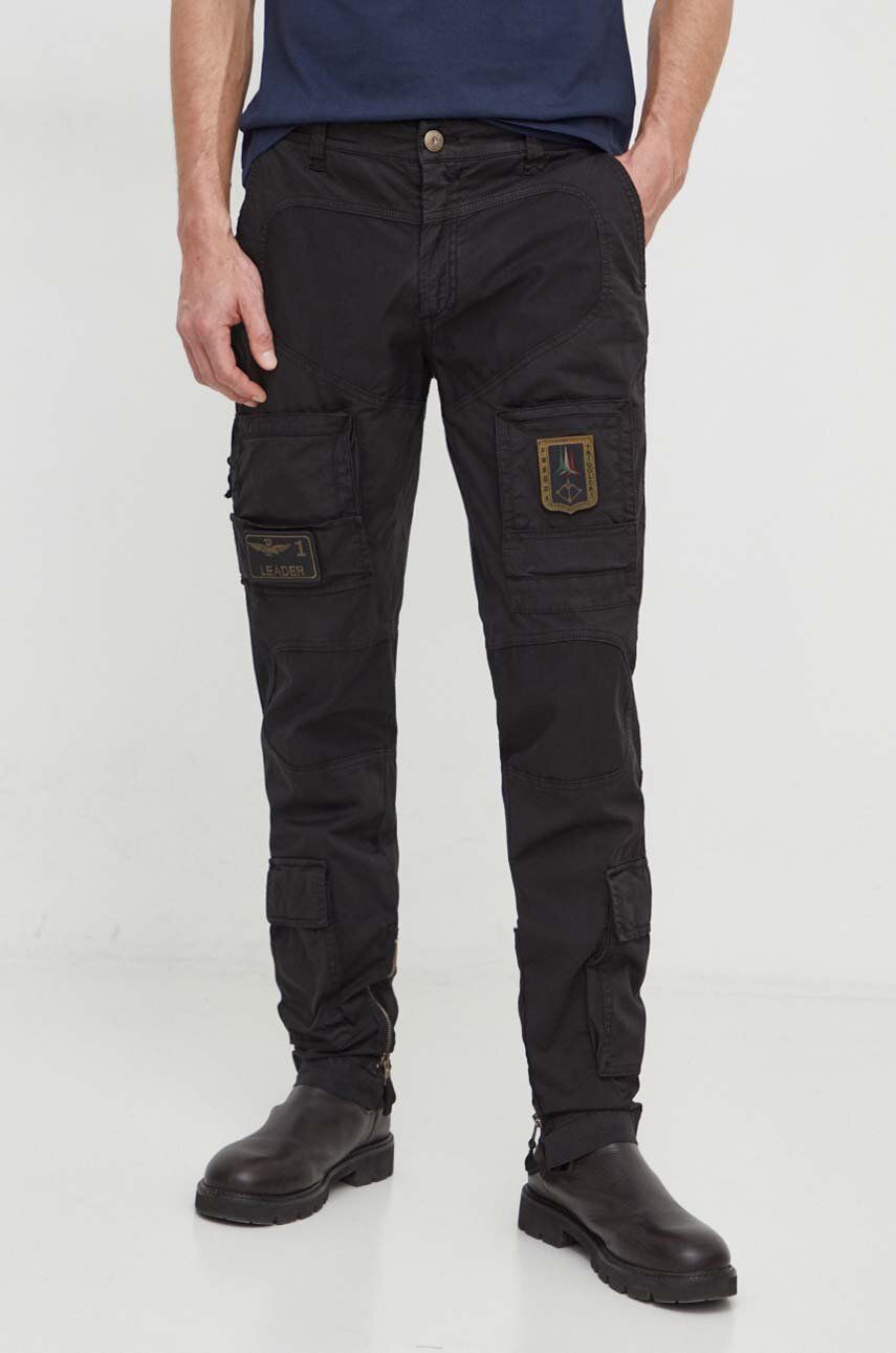 Aeronautica Militare pantaloni barbati, culoarea negru, drept Aeronautica Militare pantaloni barbati, culoarea negru, drept