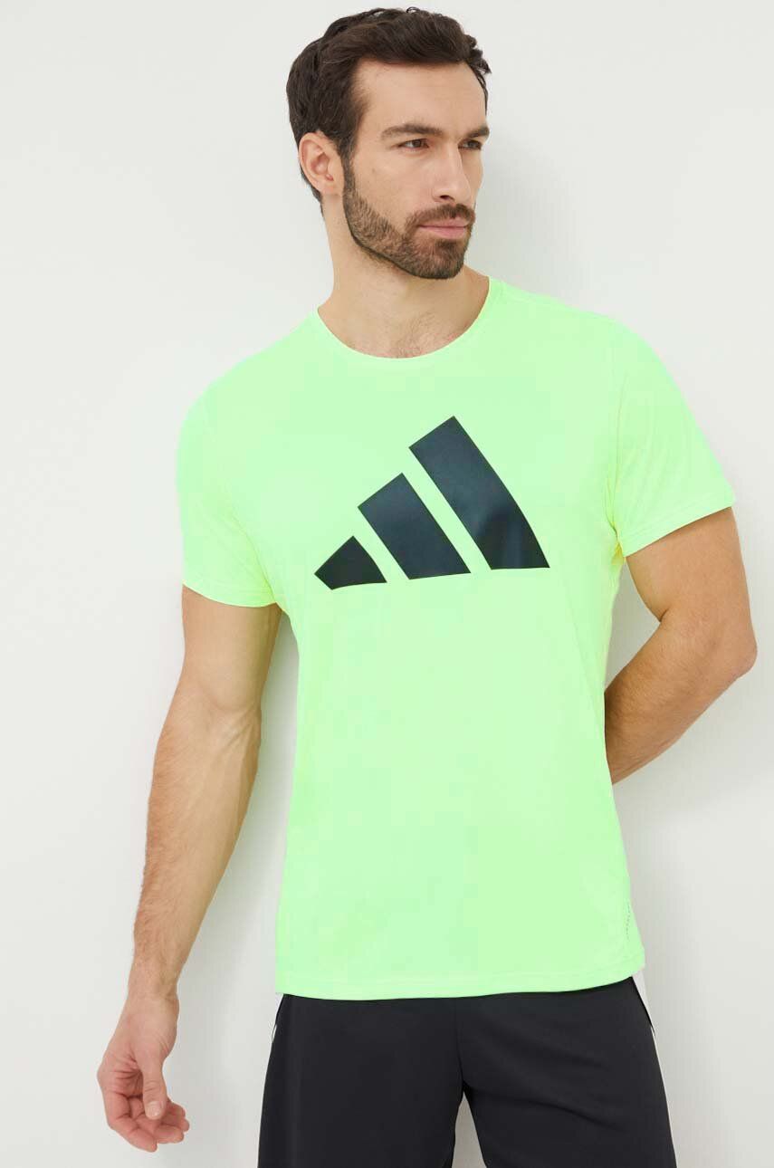 adidas Performance tricou de alergare Run It culoarea verde, cu imprimeu IN0078 adidas Performance tricou de alergare Run It culoarea verde, cu imprimeu IN0078