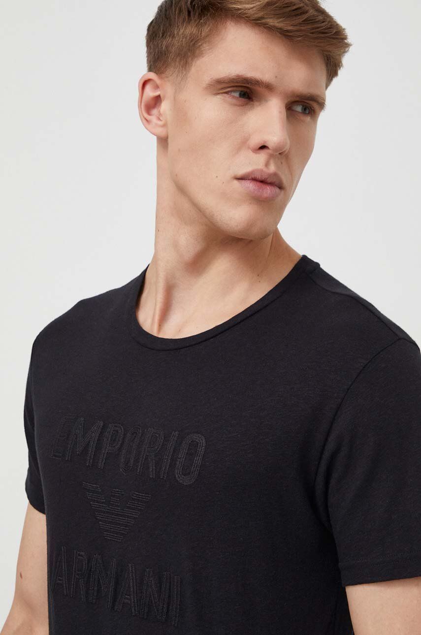 Emporio Armani Underwear tricou lounge culoarea negru, cu imprimeu Emporio Armani Underwear tricou lounge culoarea negru, cu imprimeu
