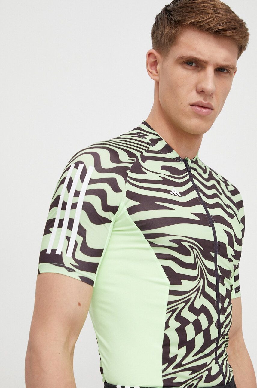 adidas Performance tricou de ciclism culoarea verde, cu model IT3419 adidas Performance tricou de ciclism culoarea verde, cu model IT3419