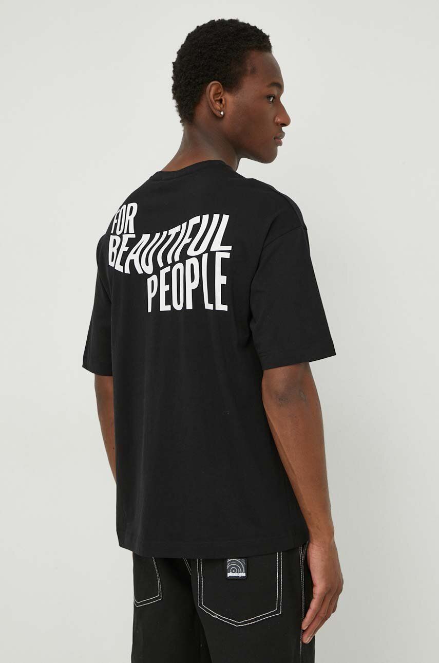 Drykorn tricou din bumbac barbati, culoarea negru, cu imprimeu Drykorn tricou din bumbac barbati, culoarea negru, cu imprimeu