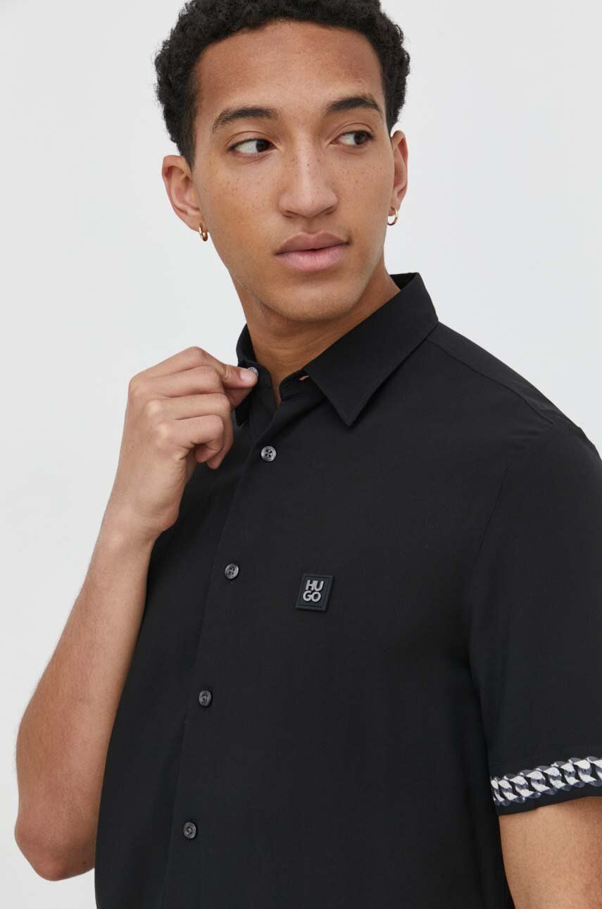 HUGO cămașă bărbați, culoarea negru, cu guler clasic, regular 50514168 HUGO cămașă bărbați, culoarea negru, cu guler clasic, regular 50514168