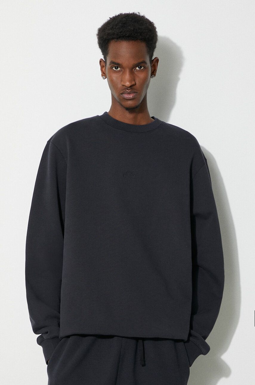 A-COLD-WALL* hanorac de bumbac Essential Crewneck bărbați, culoarea negru, cu imprimeu, ACWMW176 A-COLD-WALL* hanorac de bumbac Essential Crewneck bărbați, culoarea negru, cu imprimeu, ACWMW176