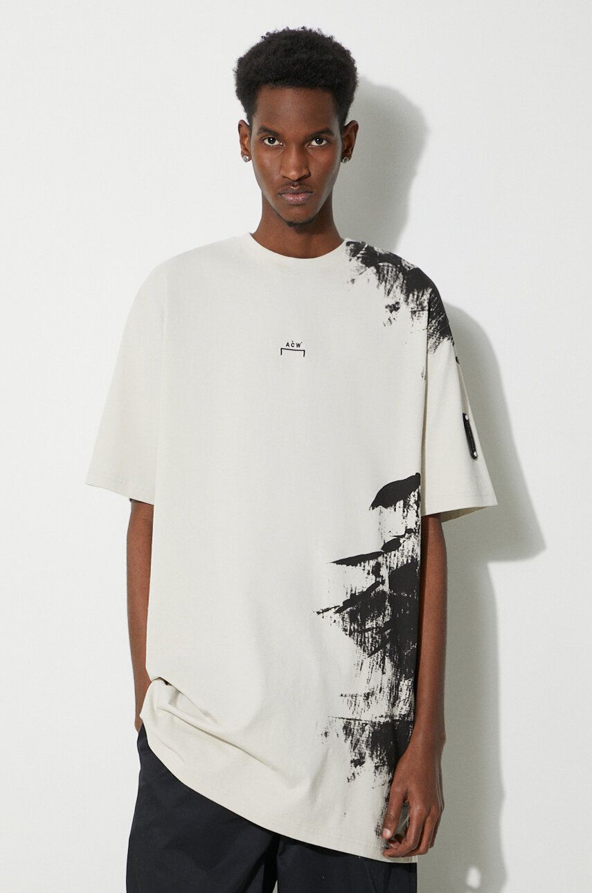 A-COLD-WALL* tricou din bumbac Brushstroke T-Shirt bărbați, culoarea bej, cu imprimeu, ACWMTS188 A-COLD-WALL* tricou din bumbac Brushstroke T-Shirt bărbați, culoarea bej, cu imprimeu, ACWMTS188