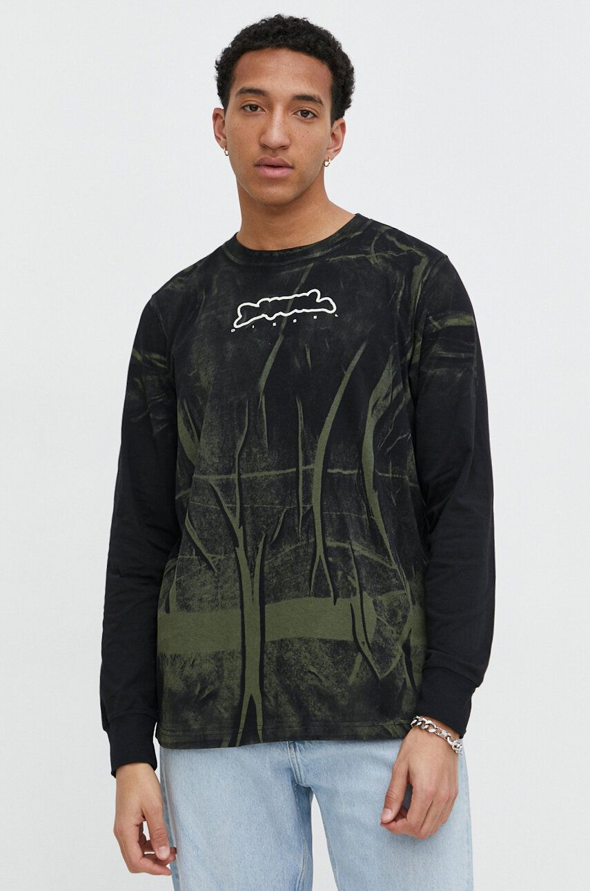 Diesel longsleeve din bumbac culoarea negru, cu model A12159.0AJBD Diesel longsleeve din bumbac culoarea negru, cu model A12159.0AJBD