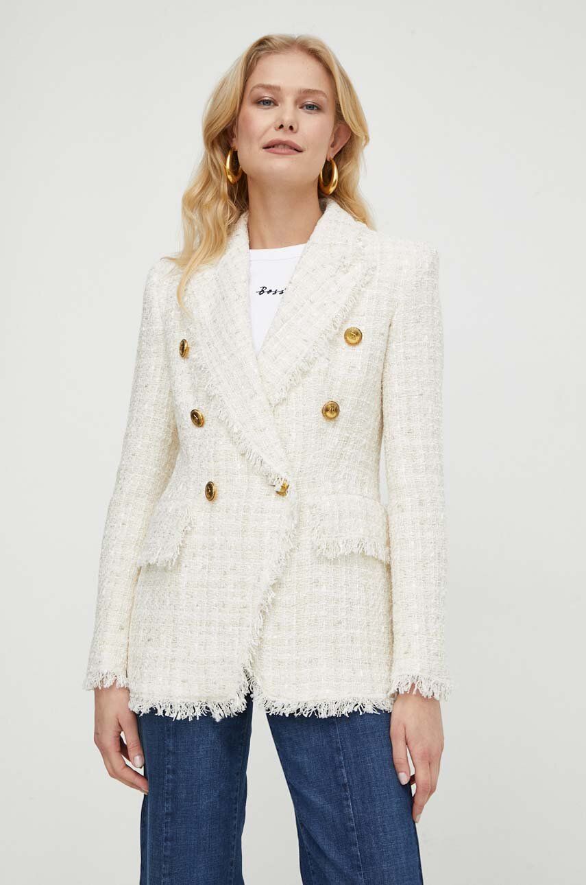 Luisa Spagnoli sacou culoarea bej, cu doua randuri de nasturi, neted Luisa Spagnoli sacou culoarea bej, cu doua randuri de nasturi, neted