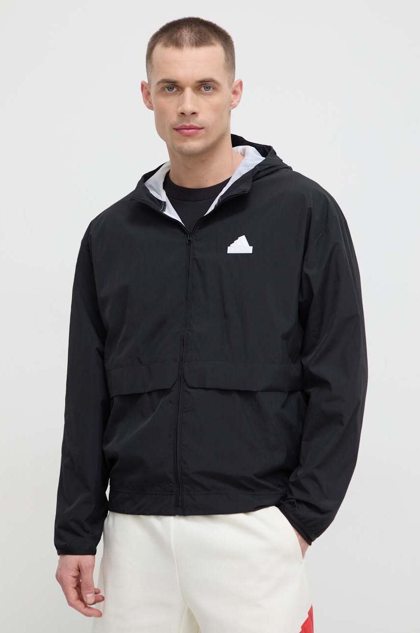 adidas geacă bărbați, culoarea negru, de tranziție, oversize IR5192 adidas geacă bărbați, culoarea negru, de tranziție, oversize IR5192