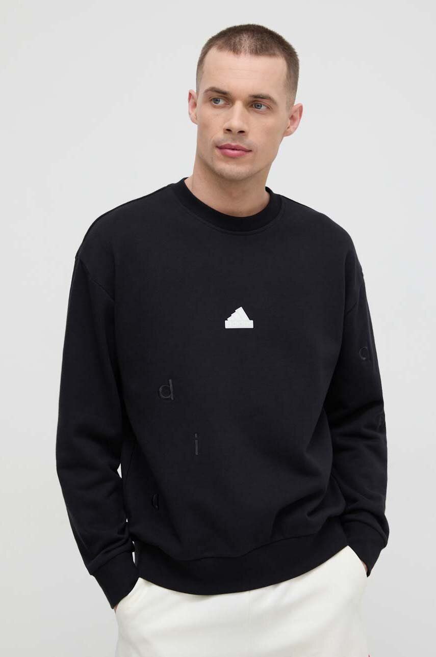 adidas hanorac de bumbac bărbați, culoarea negru, cu imprimeu IS2035 adidas hanorac de bumbac bărbați, culoarea negru, cu imprimeu IS2035