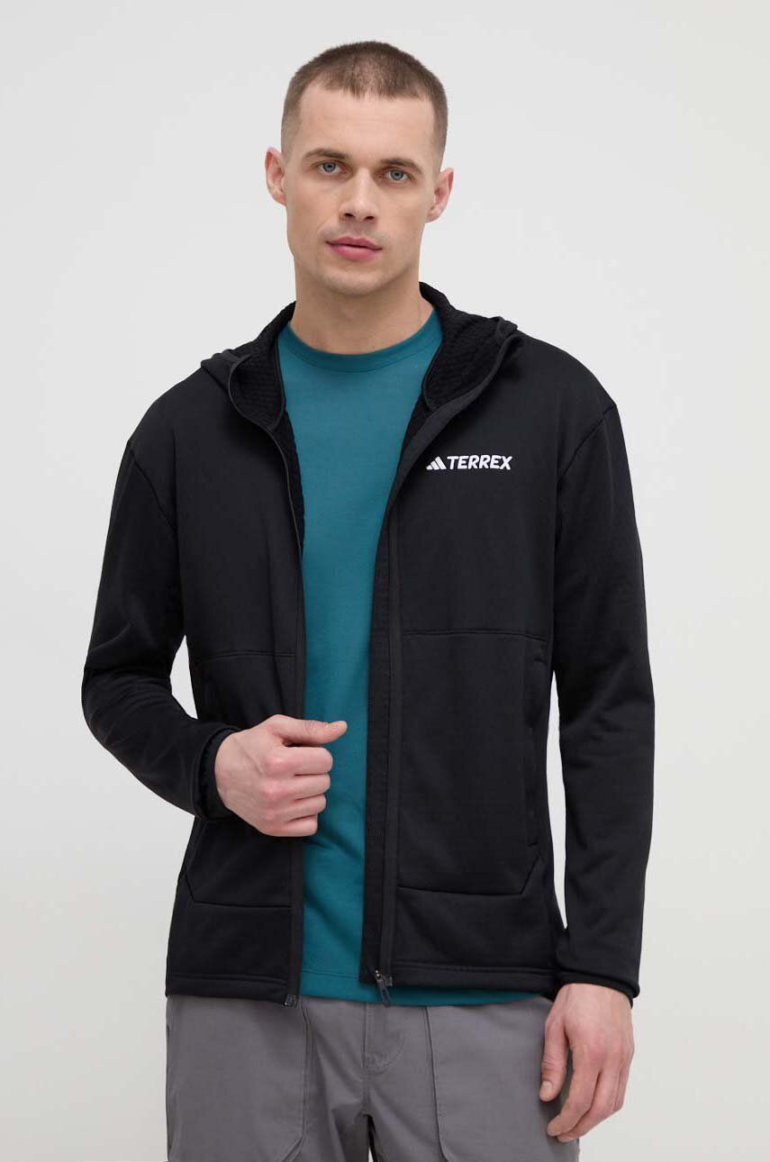 adidas TERREX hanorac Xperior culoarea negru, cu glugă, uni IB1832 adidas TERREX hanorac Xperior culoarea negru, cu glugă, uni IB1832