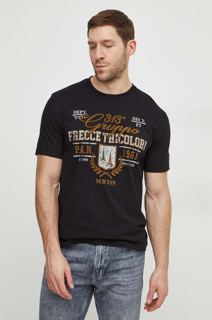 Aeronautica Militare tricou din bumbac barbati, culoarea negru, cu imprimeu Aeronautica Militare tricou din bumbac barbati, culoarea negru, cu imprimeu