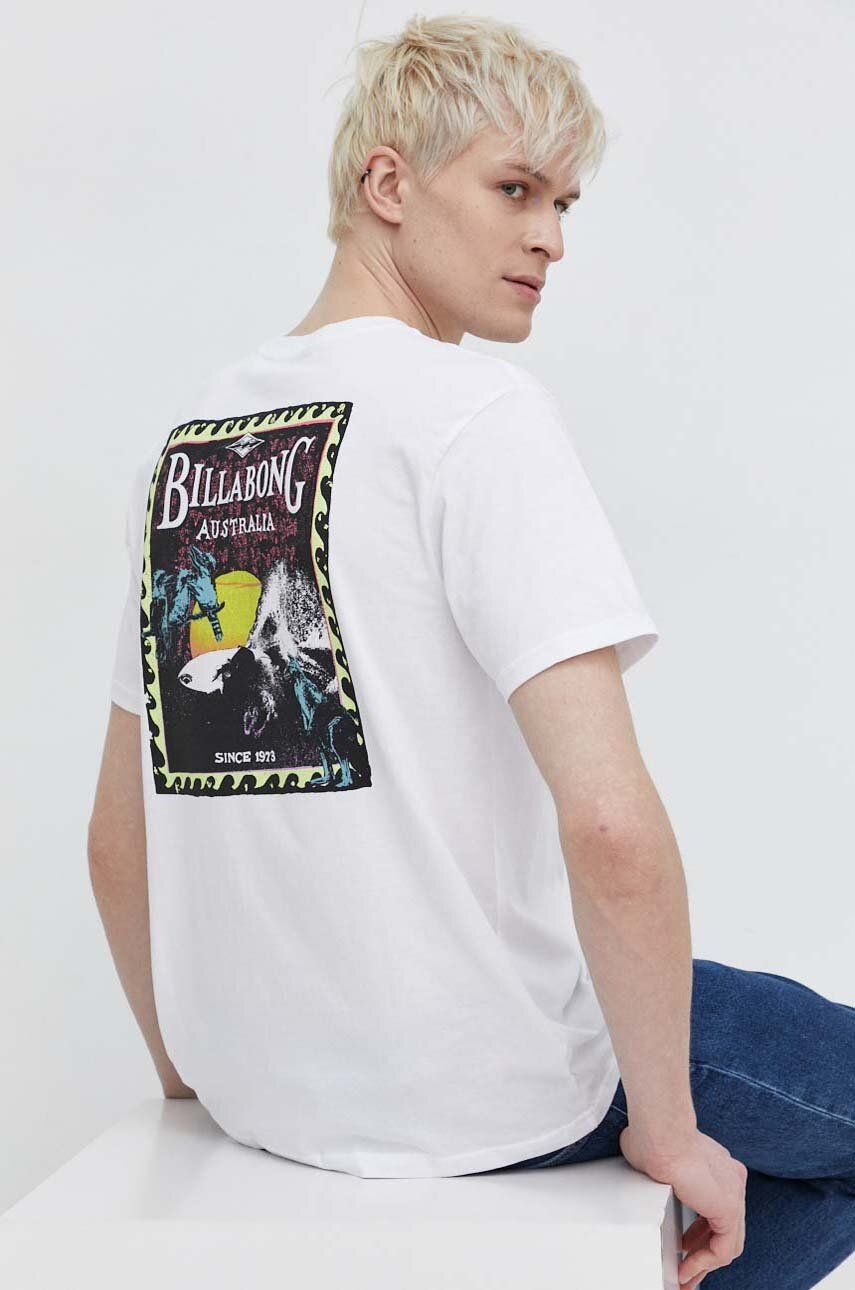 Billabong tricou din bumbac barbati, culoarea alb, cu imprimeu Billabong tricou din bumbac barbati, culoarea alb, cu imprimeu