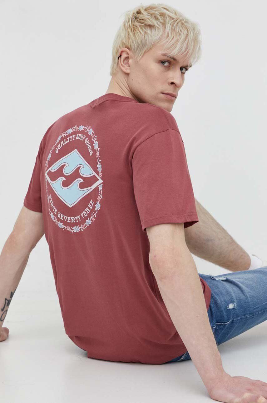 Billabong tricou din bumbac barbati, culoarea roz, cu imprimeu Billabong tricou din bumbac barbati, culoarea roz, cu imprimeu