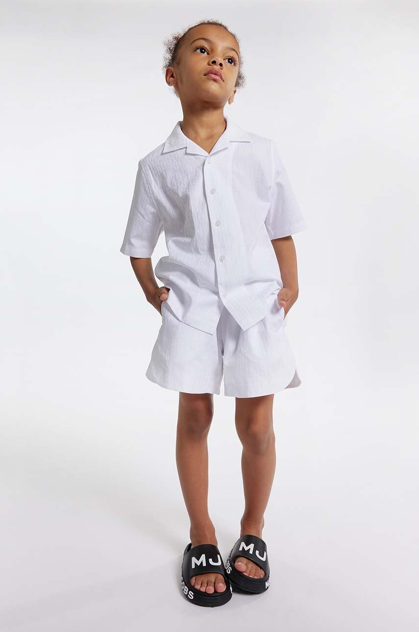 Marc Jacobs pantaloni scurți din bumbac pentru copii culoarea alb, neted Marc Jacobs pantaloni scurți din bumbac pentru copii culoarea alb, neted