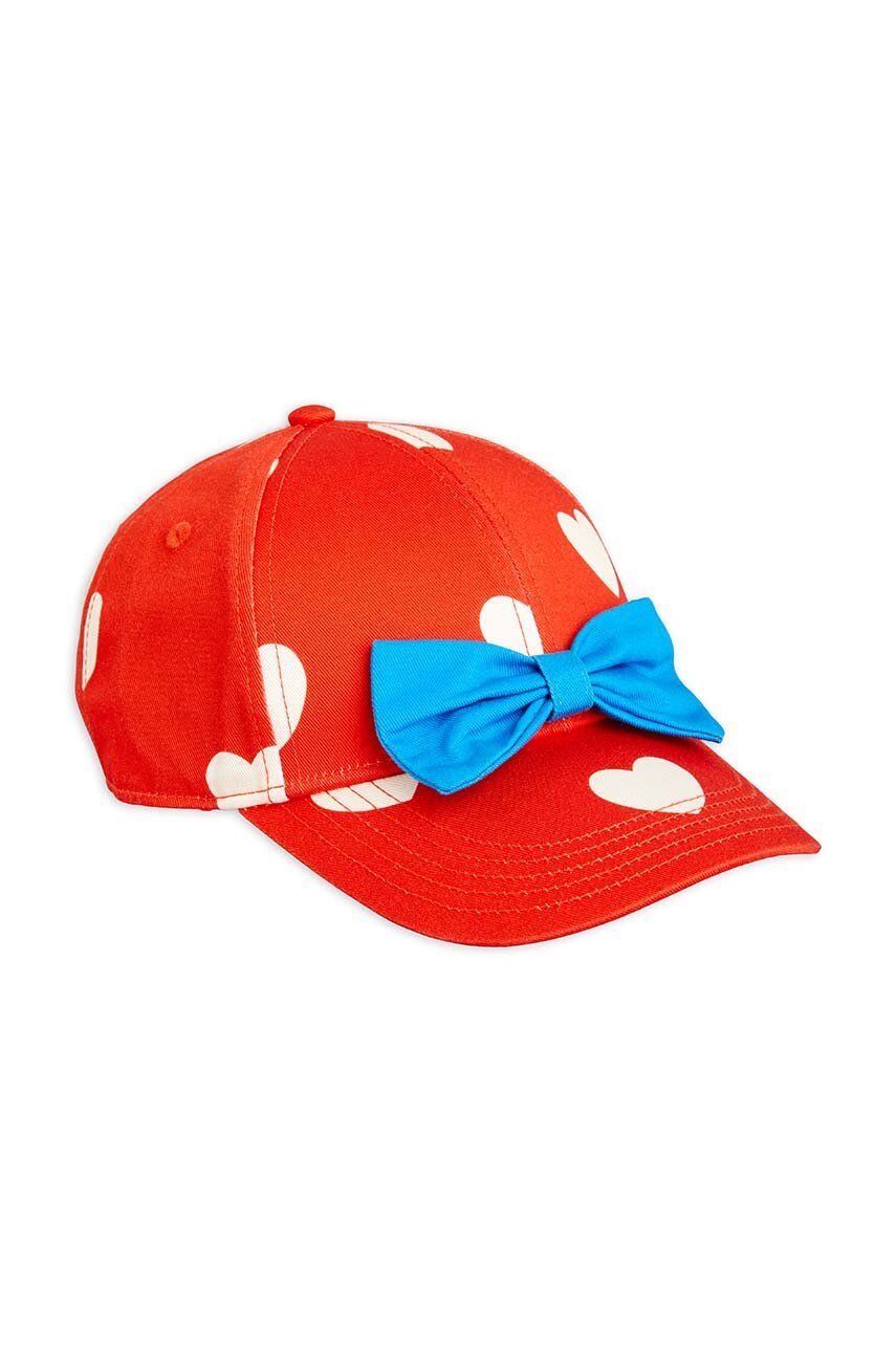 Mini Rodini șapcă din bumbac pentru copii Hearts culoarea roșu, cu model Mini Rodini șapcă din bumbac pentru copii Hearts culoarea roșu, cu model