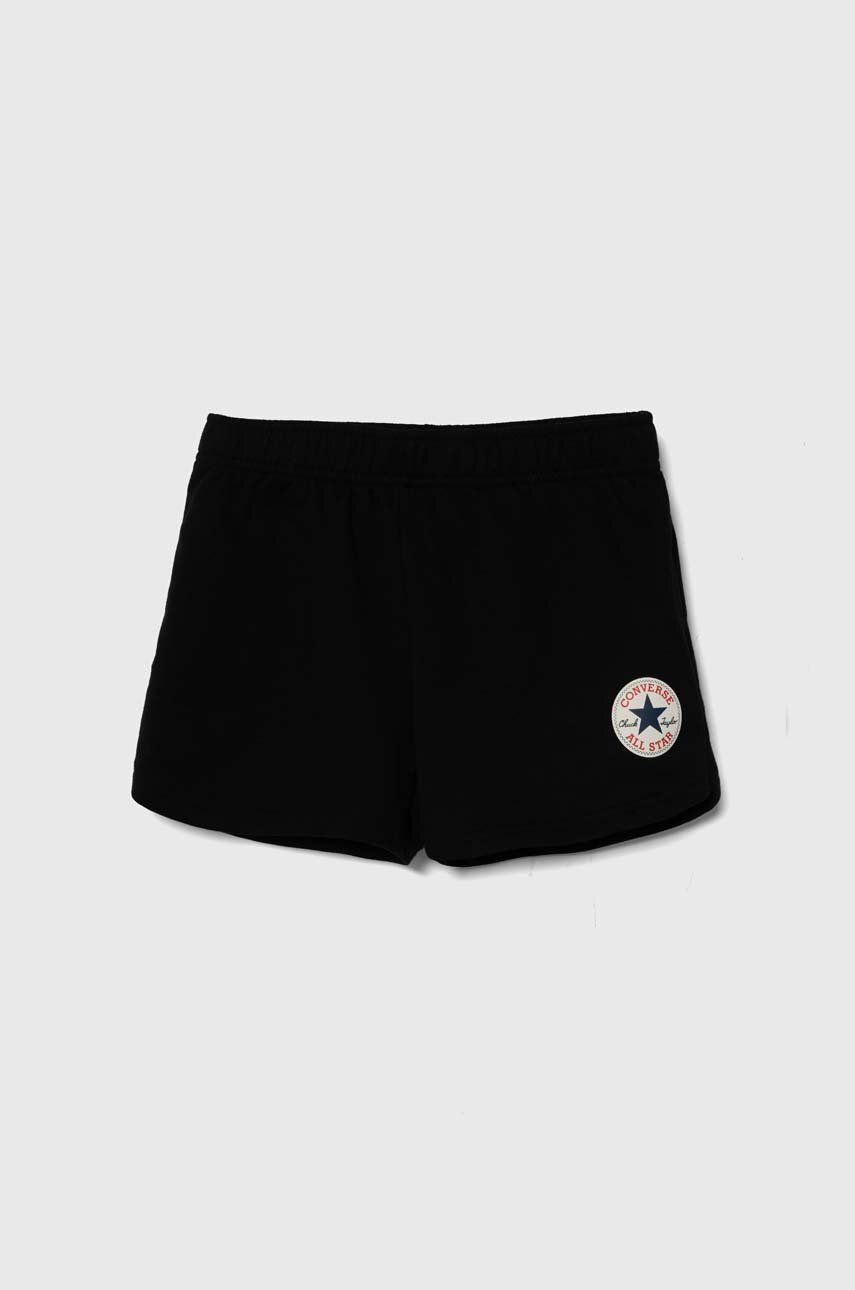 Converse pantaloni scurți din bumbac pentru copii culoarea negru, neted Converse pantaloni scurți din bumbac pentru copii culoarea negru, neted