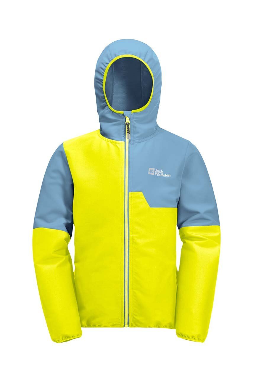 Jack Wolfskin geaca de ploaie copii TURBULENCE culoarea galben Jack Wolfskin geaca de ploaie copii TURBULENCE culoarea galben