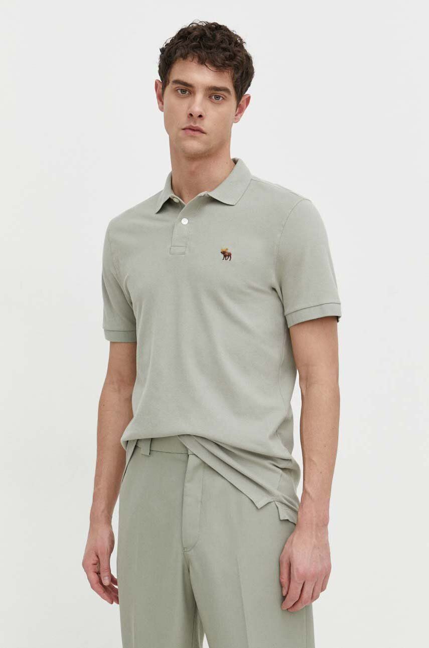 Abercrombie & Fitch tricou polo barbati, culoarea verde, neted Abercrombie & Fitch tricou polo barbati, culoarea verde, neted