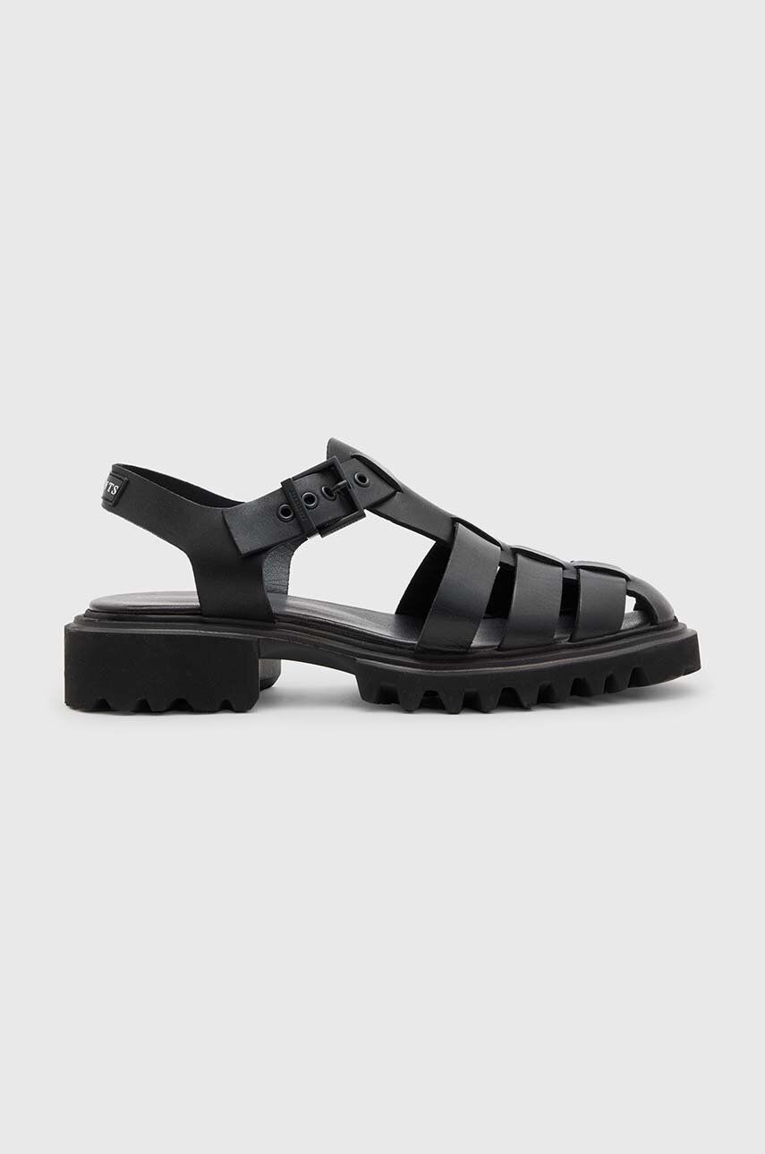 AllSaints sandale de piele NESSA femei, culoarea negru, cu platforma, Nessa AllSaints sandale de piele NESSA femei, culoarea negru, cu platforma, Nessa