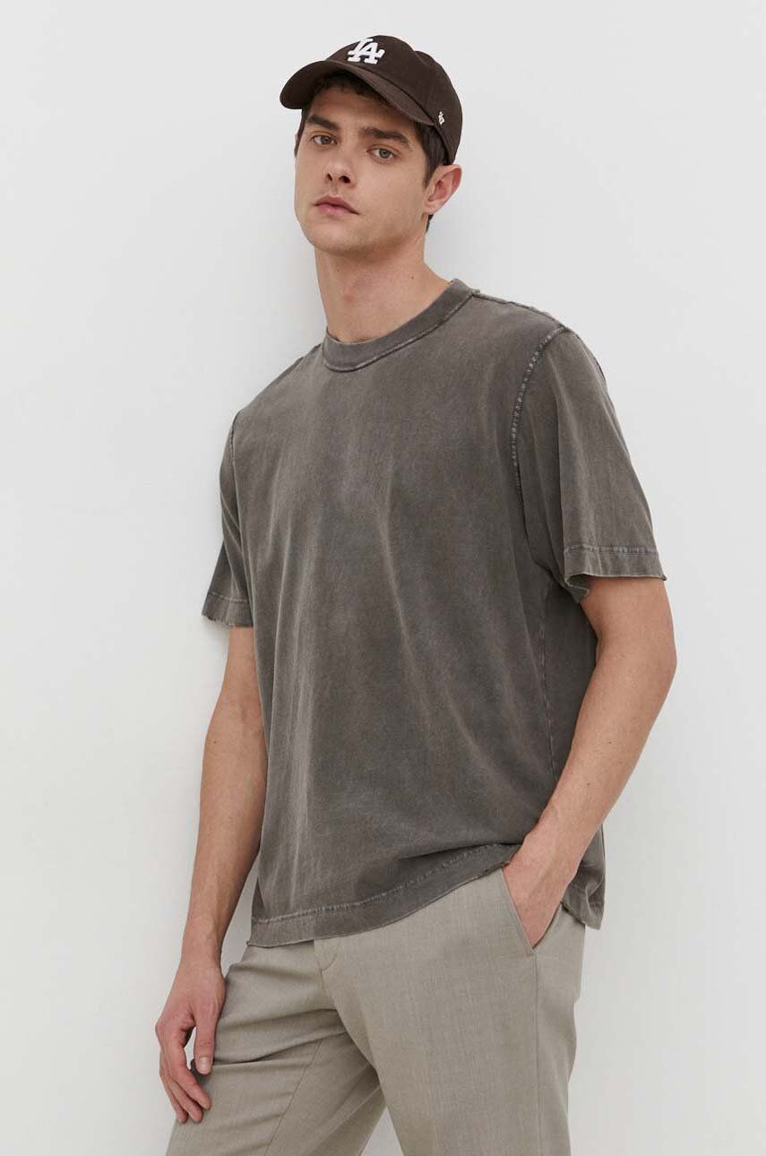 Abercrombie & Fitch tricou din bumbac barbati, culoarea verde, neted Abercrombie & Fitch tricou din bumbac barbati, culoarea verde, neted