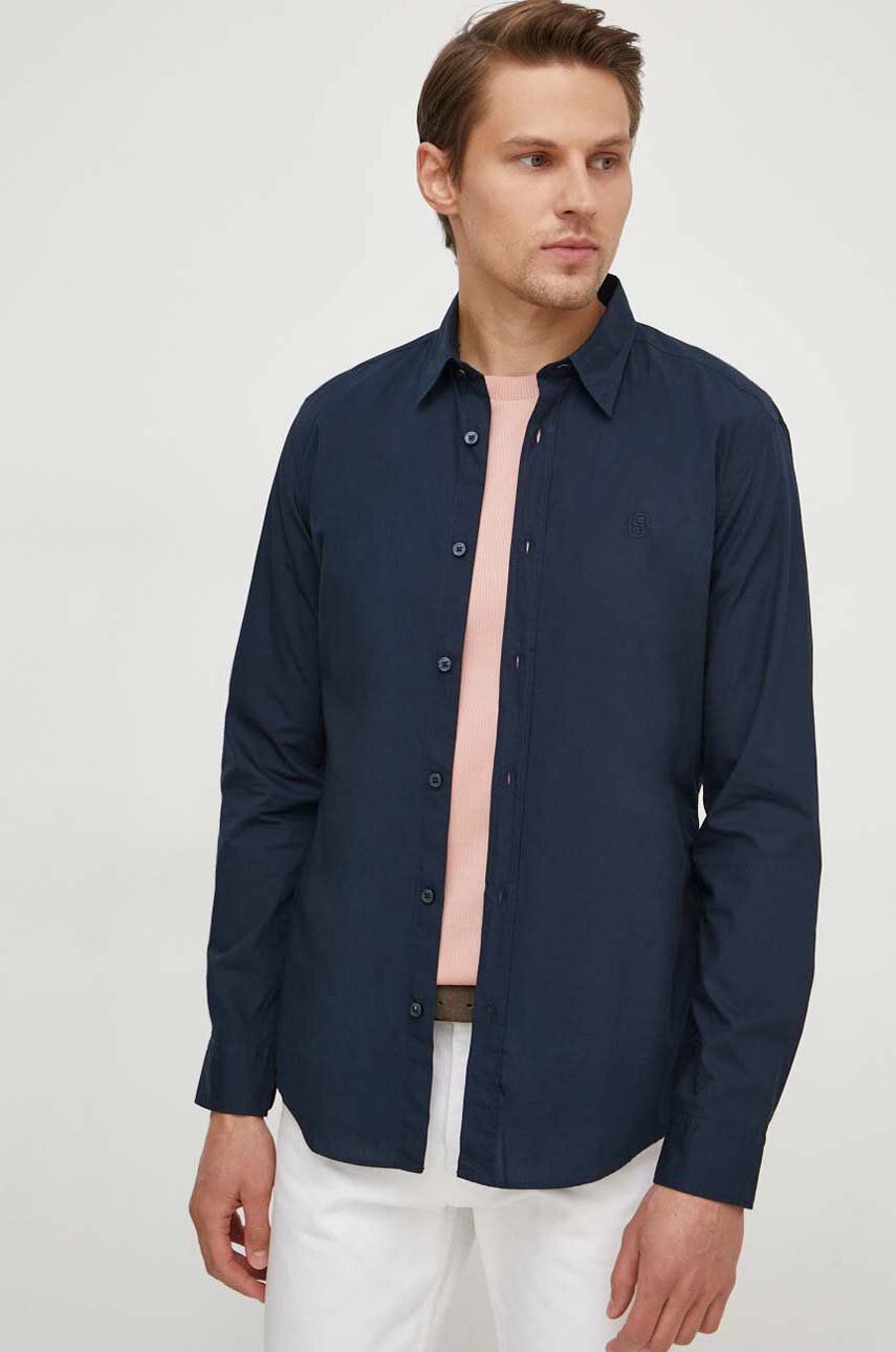 BOSS cămașă bărbați, culoarea bleumarin, cu guler italian, slim 50514442 BOSS cămașă bărbați, culoarea bleumarin, cu guler italian, slim 50514442