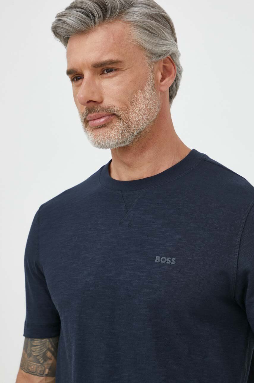 BOSS Orange tricou din bumbac bărbați, culoarea bleumarin, melanj 50511158 BOSS Orange tricou din bumbac bărbați, culoarea bleumarin, melanj 50511158