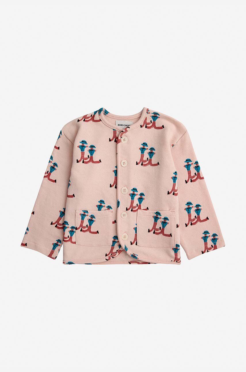 Bobo Choses cardigan din bumbac pentru copii culoarea roz, light Bobo Choses cardigan din bumbac pentru copii culoarea roz, light