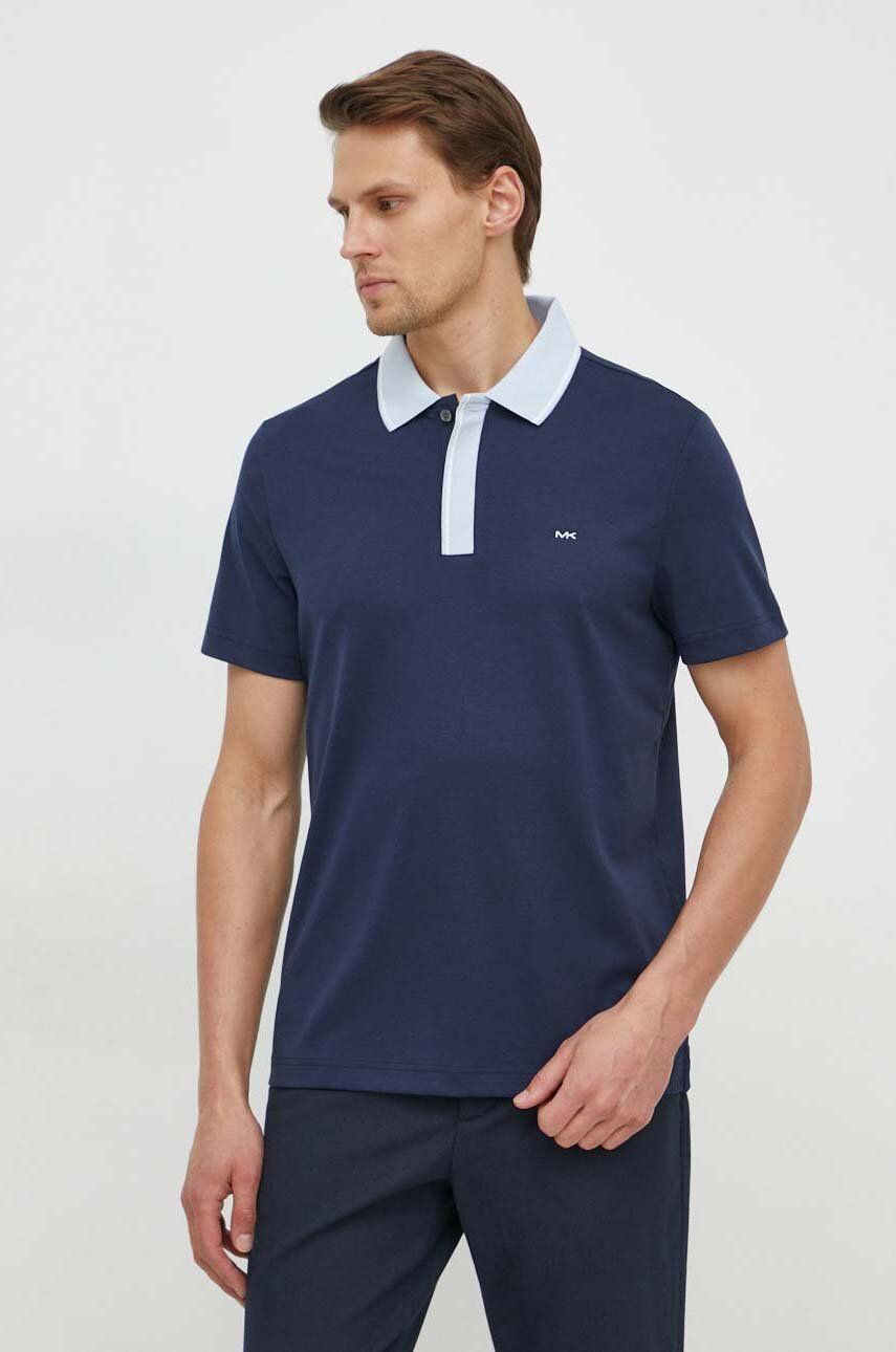 Michael Kors tricou polo barbati, culoarea albastru marin, neted Michael Kors tricou polo barbati, culoarea albastru marin, neted