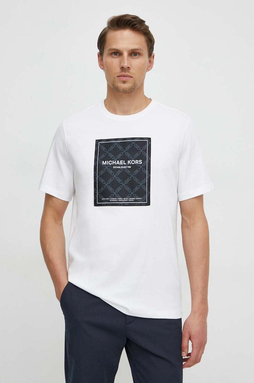 Michael Kors tricou din bumbac barbati, culoarea alb, cu imprimeu Michael Kors tricou din bumbac barbati, culoarea alb, cu imprimeu