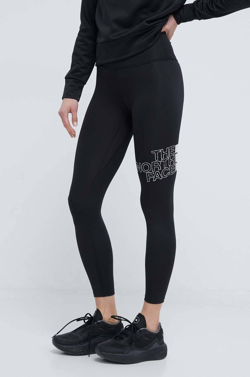 The North Face leggins sport Flex femei, culoarea negru, neted The North Face leggins sport Flex femei, culoarea negru, neted